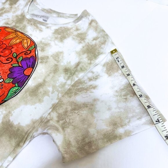 White Tie Dye T-Shirt, Day of the Dead Skull Tee Shirt Medium - Picture 7 of 8